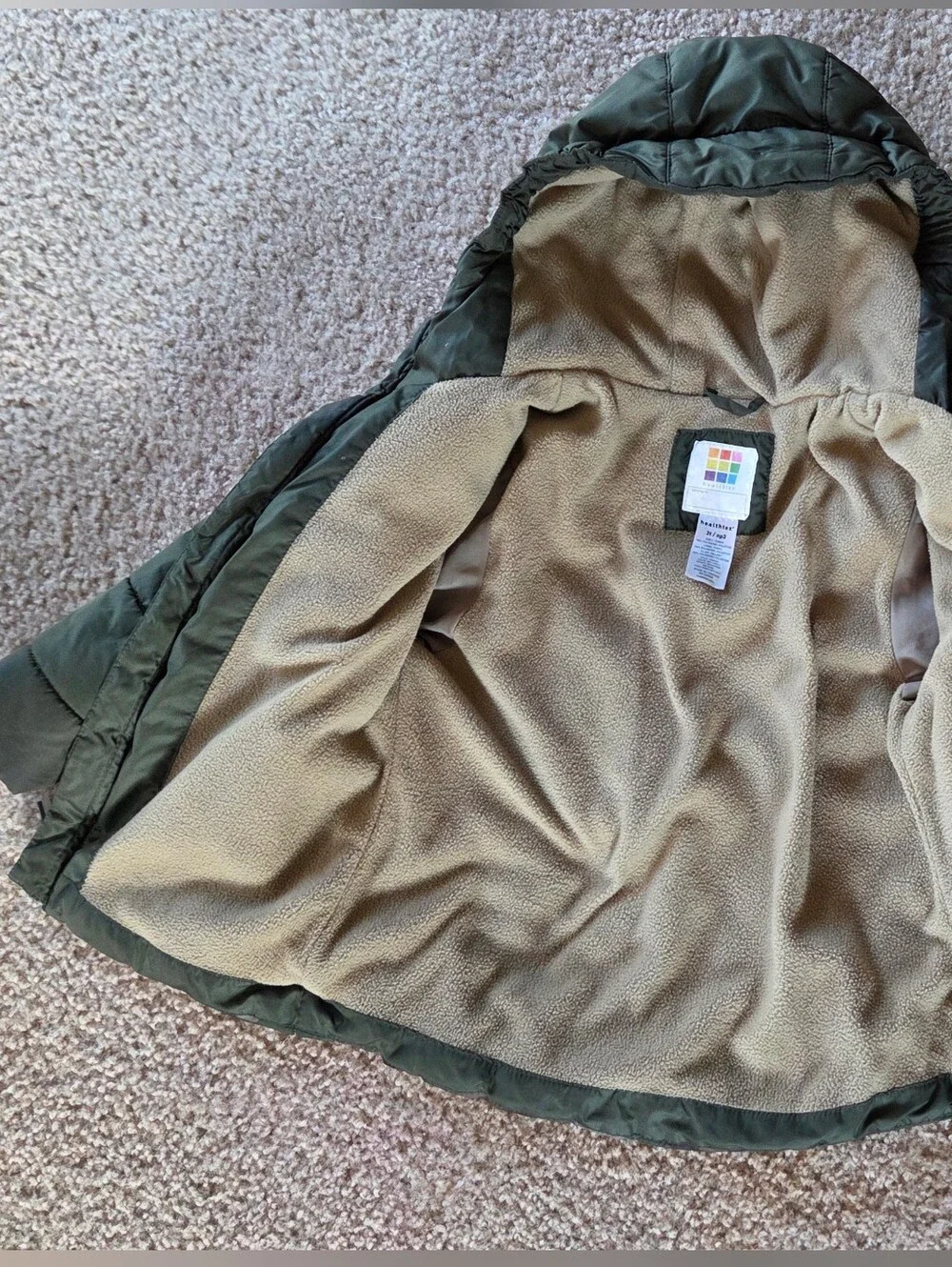 Camo Puffer Hooded Jacket in Olive & Camouflage - 3T Winter Coat